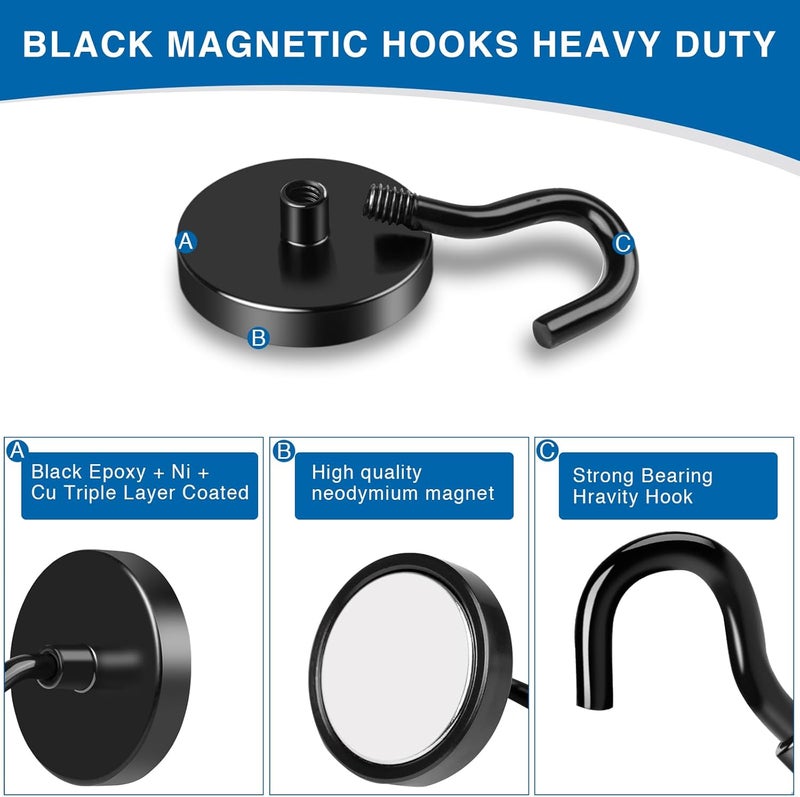 LOVIMAG Cruise Magnets with Hooks, 50lbs Magnetic Hooks for Cruise Cabins, Cruise Essentials Must Haves for Travel, Neodymium Magnets with Epoxy Coating for Hanging, Refrigerator, Kitchen -12 Pcs - Image 5